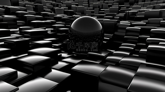 抽象技术黑色商业背景的 3d 插图