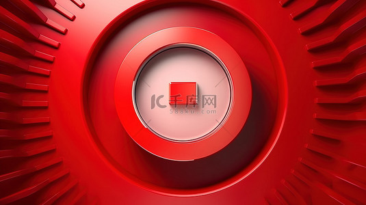 软件登录界面背景图片_具有红色背景的圆形对话框，具有 3d 播放按钮符号