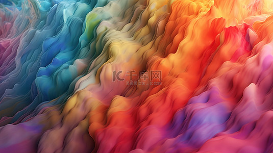 3d 渲染抽象星云背景的充满活力的彩虹色调