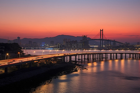 韩国弘大夕阳下的景色