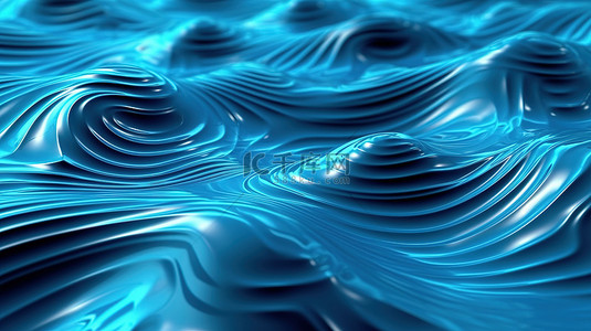 水波波纹背景图片_具有 3D 波纹和波浪的液体表面插图