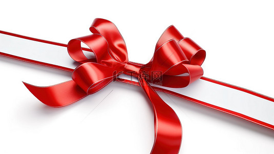 假日特卖背景图片_白色背景上带有红丝带和蝴蝶结的孤立圣诞节标签的 3D 插图