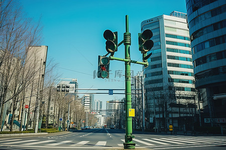 紅綠燈背景图片_悬挂在人行道上的交通信号