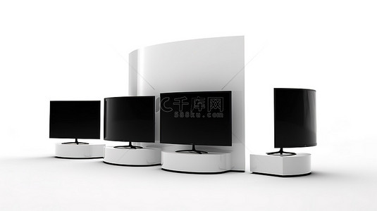 液晶显示器背景图片_一套用于贸易展览的液晶电视支架 空白展位集合