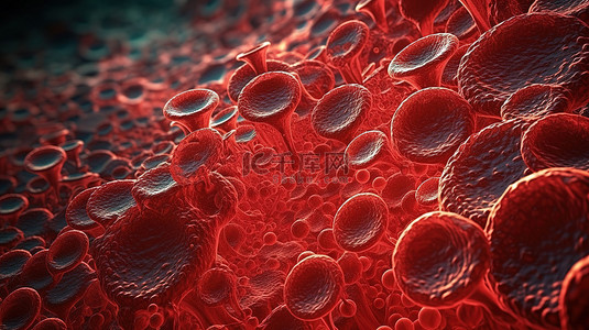 在 3d 中呈现的红色微观细胞