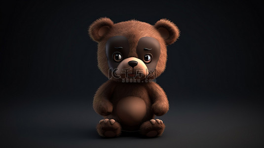 可爱的 3D 渲染的棕熊幼崽