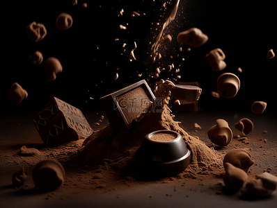 巧克力豆飞溅漂浮美食甜品广告背景