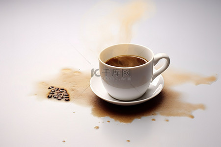 英语背景图片_一个咖啡杯，上面写着“唤醒”