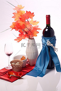 葡萄酒礼品礼品篮 4 件套京都和服竹子
