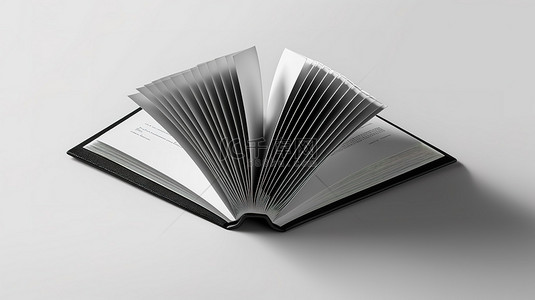 笔记本封面背景图片_白色背景上的黑色封面书籍模型，为您的设计 3D 渲染提供充足的空间