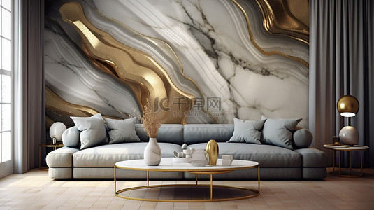 大理石线条纹理背景图片_现代大理石壁纸，具有 3D 效果抽象金色线条大理石和木质壁画墙壁装饰