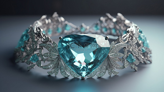 装饰着海蓝宝石的富豪公主的 3d 渲染