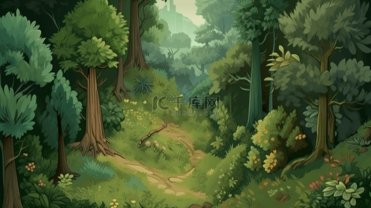 森林卡通自然绿色背景