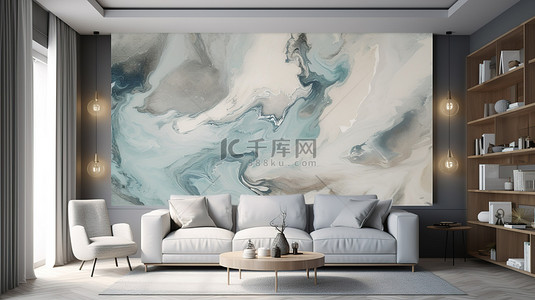 现代艺术画背景图片_大理石花纹 3D 抽象壁纸一种类似于水彩晶洞画的墙框功能艺术