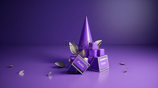 在紫色背景下隔离的 3d 渲染中的忠诚度计划和奖励系统