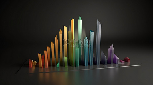 灰色背景彩虹信息图上描绘的充满活力的 3D 业务图
