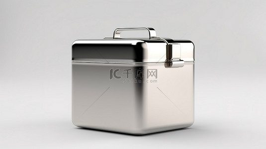 汉堡盒样机背景图片_白色背景上的时尚金属盒样机