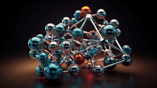 3D 渲染分子的抽象背景对分子化学和元素的见解