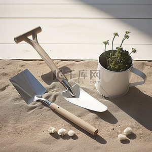 园林工具背景图片_园林工具和铲子坐在表面上