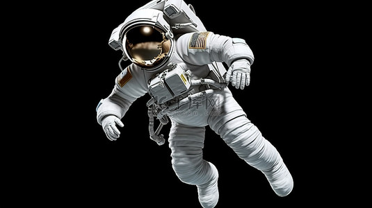 人物3d背景背景图片_零重力探索 3d 渲染宇航员穿着白色宇航服失重漂浮