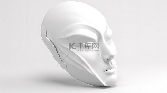 面罩背景图片_在白色背景上隔离的 3D 渲染中的白色面罩