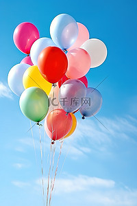 五颜六色的气球背景图片_一群五颜六色的气球在空中飞翔