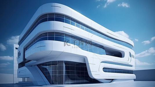 未来派建筑背景图片_未来派建筑的外观设计令人惊叹的 3D 建筑渲染