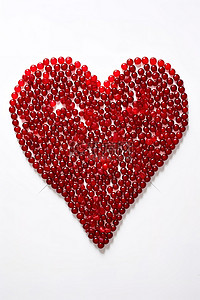 红色的粒子背景图片_白色背景上由红色珠子制成的心