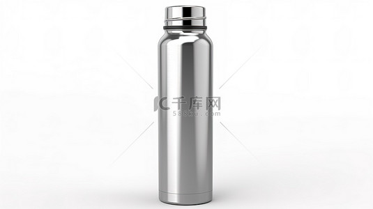 不锈钢不锈钢背景图片_白色背景上隔离的不锈钢烧瓶的逼真 3D 插图
