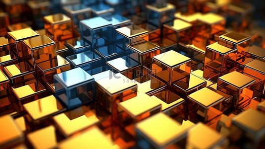 抽象立方体背景的高分辨率 3D 插图