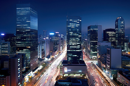 高路背景图片_城市街道和夜间天际线