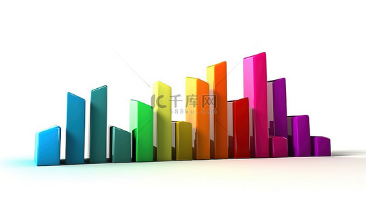 财务指标和增长图的独立 3D 插图，用于清晰的统计分析