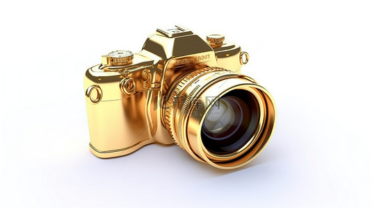 电子证照背景图片_白色背景下技术概念黄金相机的 3D 渲染