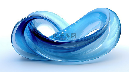 3D 渲染的蓝色旋转元素，触感优雅