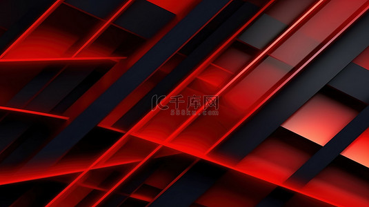 简约的 3D 插图优雅的红色几何线条在干净的背景上适合商业和企业模板