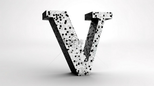 v背景图片_3d 在白色背景上的黑色水磨石图案中渲染小写“v”