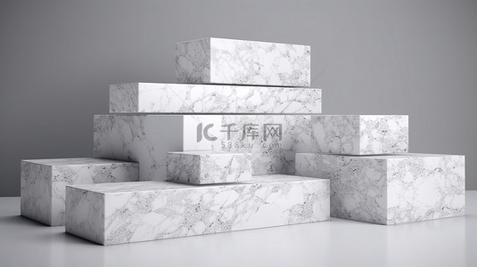时尚的 3D 白色石材底座，用于展示令人惊叹的产品