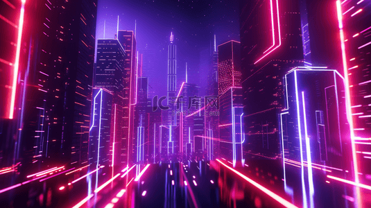 紫色科技感智慧光感城市背景21