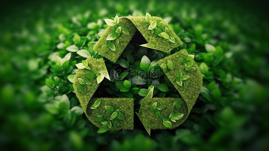 环境生态背景图片_生态概念的生态友好回收图标的 3D 渲染插图