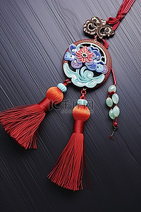 中国红丝绸棉绣珠装饰交泰丝绸花流苏