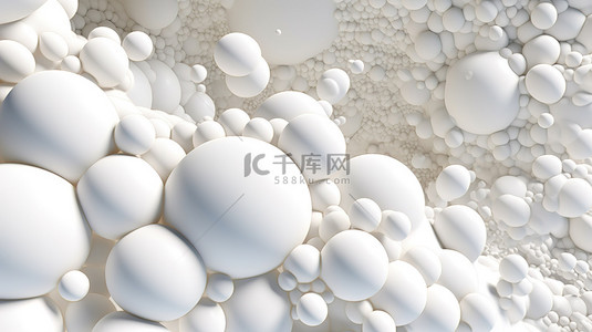 白色气泡抽象现实 3d 背景渲染在 3d