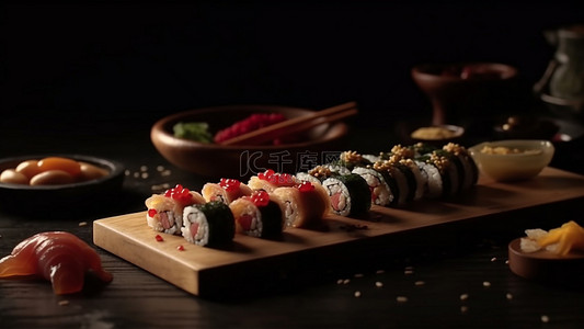 寿司盘子背景图片_日本寿司美食背景