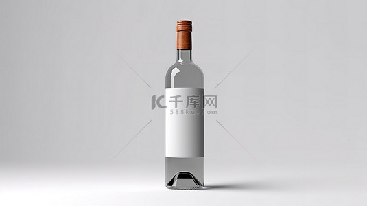 空酒瓶，白色背景上有一个模型，非常适合 3D 渲染中的广告和饮料概念