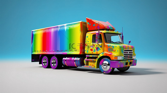 3D 渲染颜色的充满活力的卡车