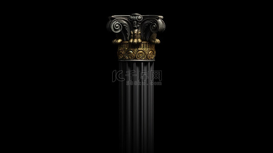 经典产品背景图片_深色背景下黑石经典希腊柱的 3D 渲染