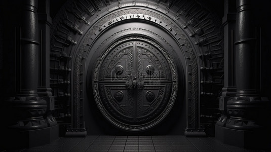 银行门背景图片_3d 渲染的黑色科罗尔金库门