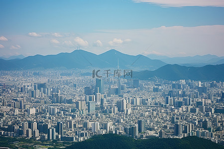 漓江三星船背景图片_首尔是一座美丽的城市，有很多空中建筑
