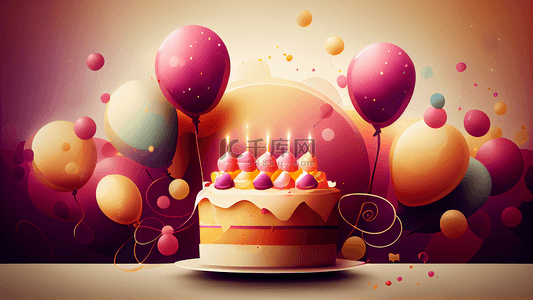 红气球背景背景图片_生日蛋糕蜡烛背景