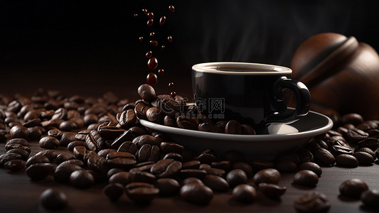 咖啡饮品热饮棕色咖啡豆