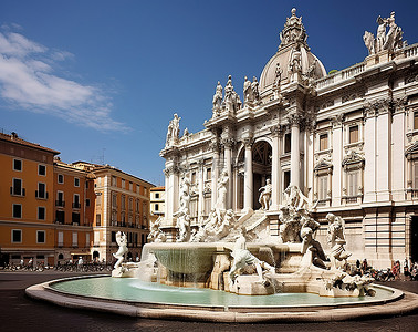 罗马圆舞曲背景图片_罗马有喷泉和大型建筑